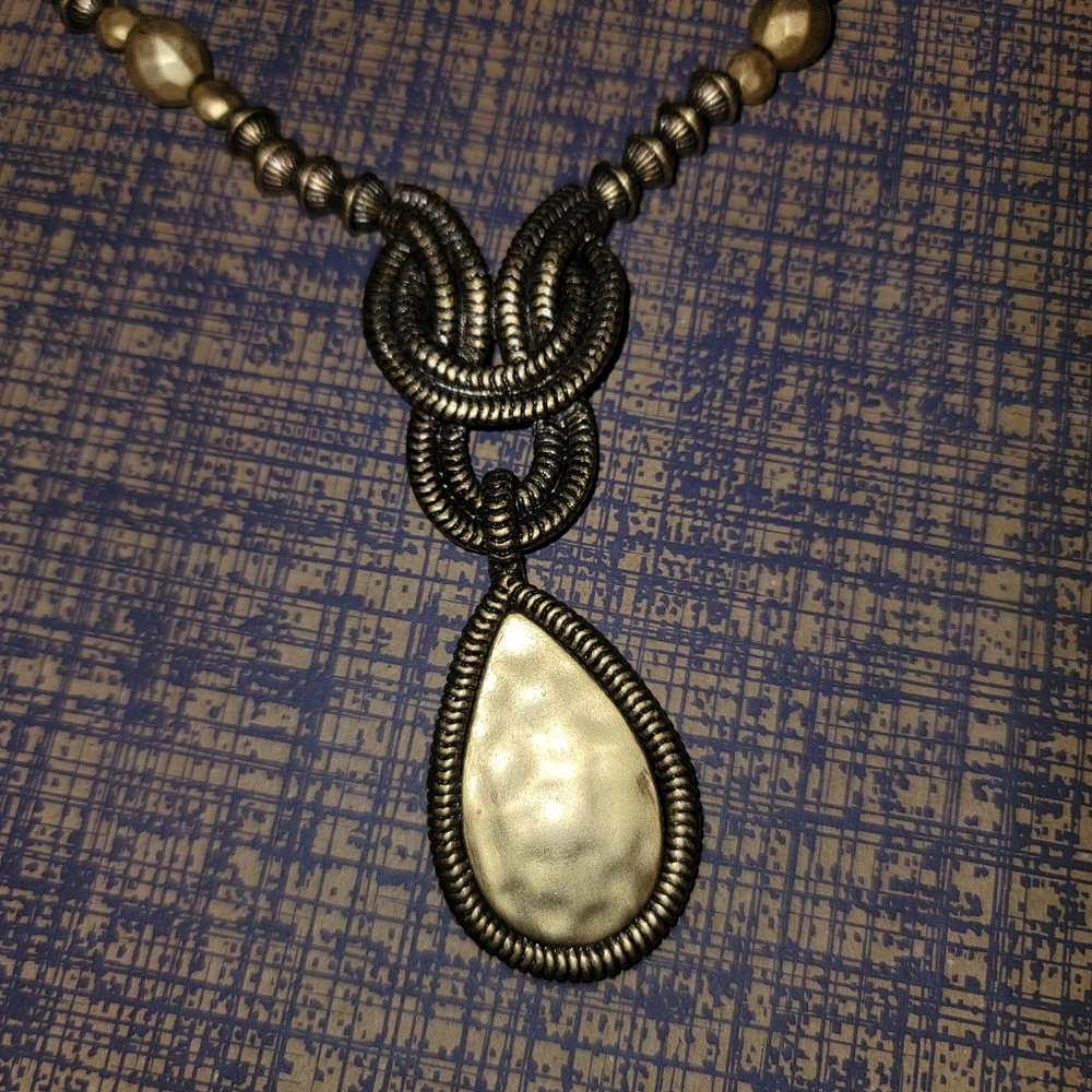 Boho vintage rope detail bronze necklace